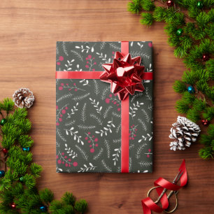 Farmhouse dark pine tree rustic foliage pattern wrapping paper