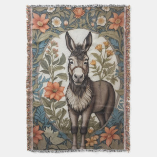 Farmhouse Donkey William Morris Inspired Throw Blanket
