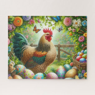 Farmhouse Easter Rooster Jigsaw Puzzle