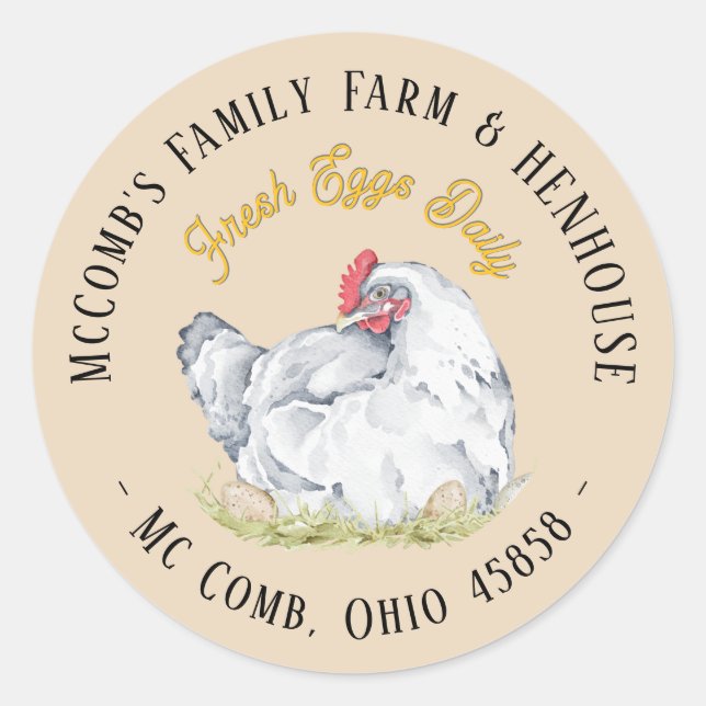 Farmhouse Egg Carton Label Hen with Eggs (Front)