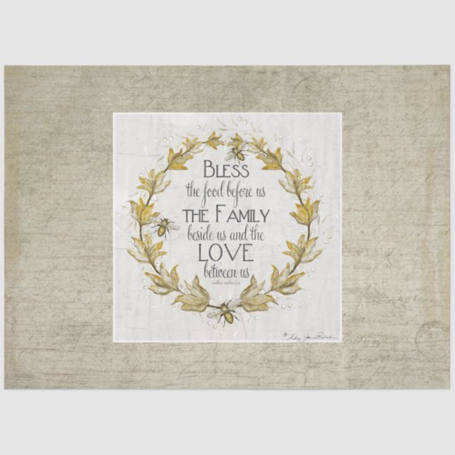 Farmhouse Fall Bee Wreath Family Blessing Crafting Tissue Paper (Front)