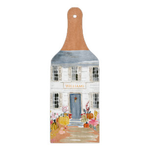 Farmhouse Fall Porch Monogram Cutting Board