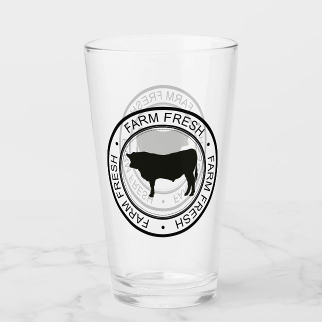 Farmhouse Farm Fresh Bull Cow Silhouette Glass (Front)