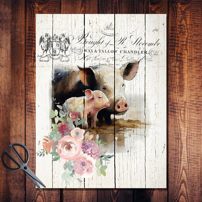 Farmhouse Floral Berkshire Pigs Tissue Paper (Creator Uploaded)