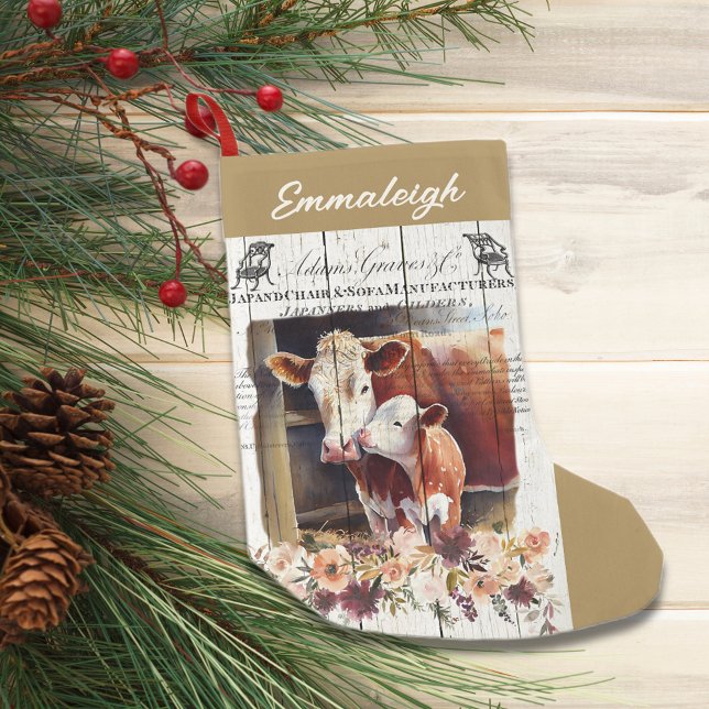 Farmhouse Floral Hereford Cows Christmas Stocking (Creator Uploaded)
