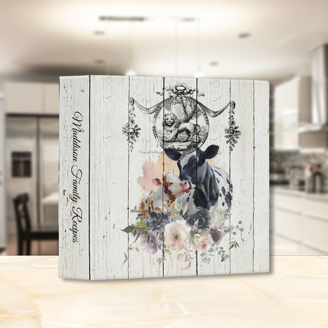Farmhouse Floral Holstein Cows Binder (Creator Uploaded)
