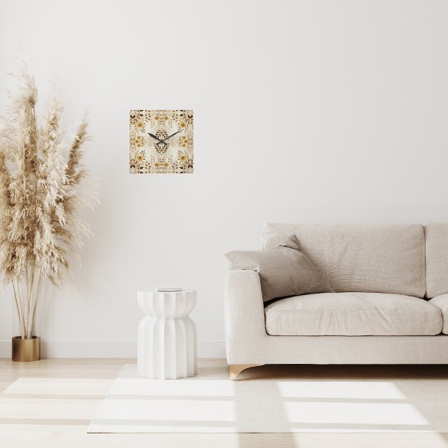 Farmhouse Floral Pattern  Square Wall Clock (Creator Uploaded)