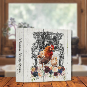 Farmhouse Floral Rhode Island Red Chickens Binder