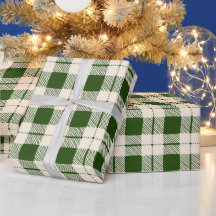 Farmhouse forest green off white plaid Christmas