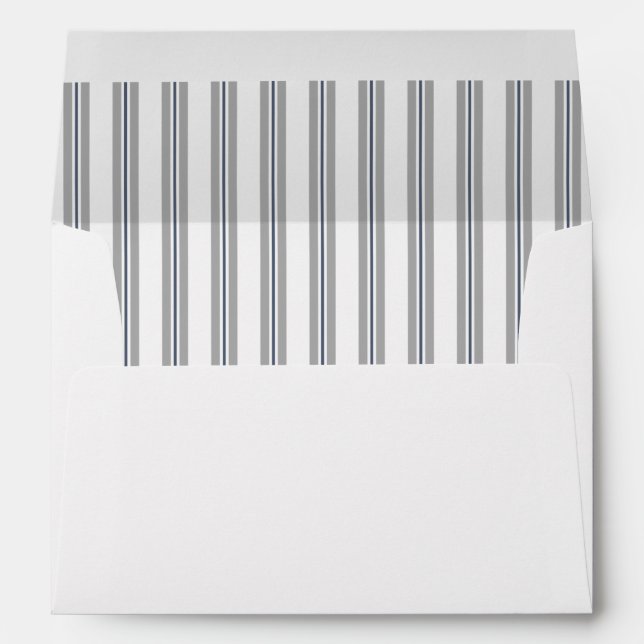 Farmhouse French Ticking Stripe Blue Grey Envelope (Back (Bottom))