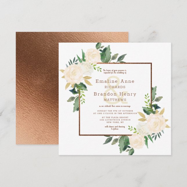 Farmhouse Fresh Rustic Country Fall Square Wedding Invitation (Front/Back)