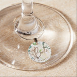 Farmhouse Fresh Rustic Country Floral Chic Bride Wine Charm<br><div class="desc">Farmhouse Fresh Rustic Country Floral Watercolor Lush Flower Design with greenery, Vines, Leaves, Foliage, and copper foil accents. Subtle soft colours of ivory, white, blush pink, and butter yellow. A cottage chic look perfect for a spring, summer, or fall wedding at your homestead, farm, or barn venue. A classic shabby...</div>