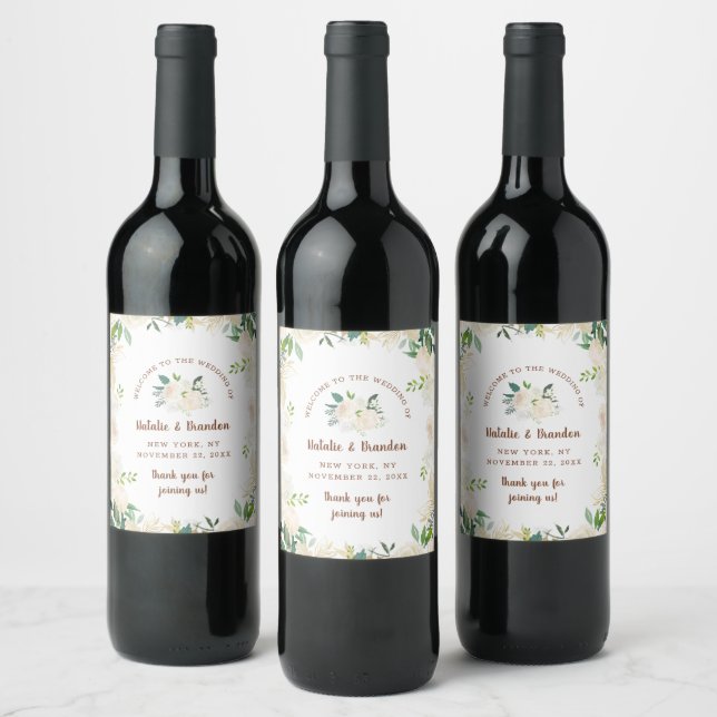 Farmhouse Fresh Rustic Country Wedding Welcome Wine Label (Bottles)