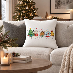 Farmhouse Funny Christmas Doodle Decorative Pillow
