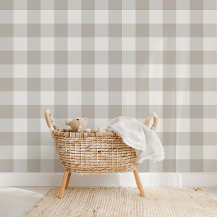 Farmhouse Gingham Dove Grey Wallpaper
