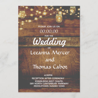 Farmhouse Glam Rustic Wood Wedding Invitation