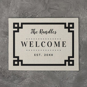 Farmhouse Greek Key Family Monogram Doormat