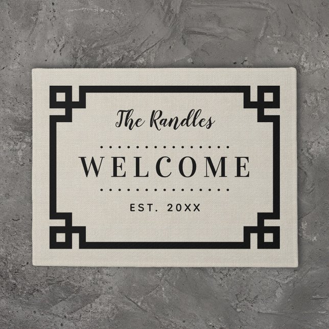 Farmhouse Greek Key Family Monogram Doormat (Creator Uploaded)