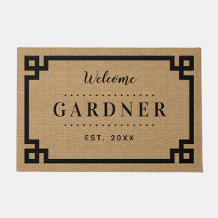 Farmhouse Greek Key Family Monogram Doormat