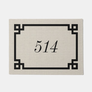 Farmhouse Greek Key Personalized Address Number Doormat