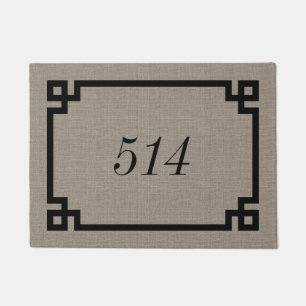 Farmhouse Greek Key Personalized Address Number Doormat