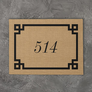 Farmhouse Greek Key Personalized Address Number Doormat