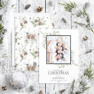 Farmhouse Greenery Merry Christmas Photo Holiday C Card