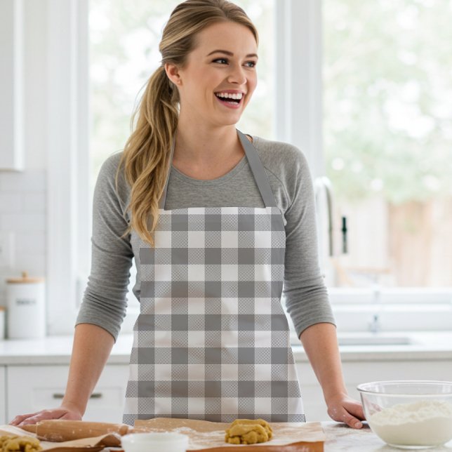 Farmhouse Grey Buffalo Check Plaid Rustic Apron (Creator Uploaded)
