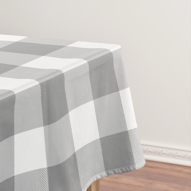 Farmhouse Grey Buffalo Check Plaid Rustic Tablecloth (In Situ)