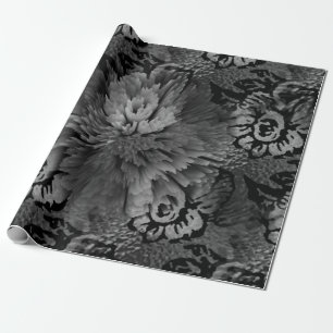 Farmhouse Grey Watercolor Roses Wrapping Paper