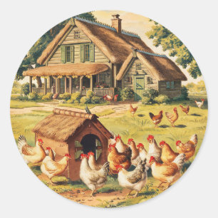 Farmhouse Hen   Farm Or Chicken Coop  Classic Round Sticker