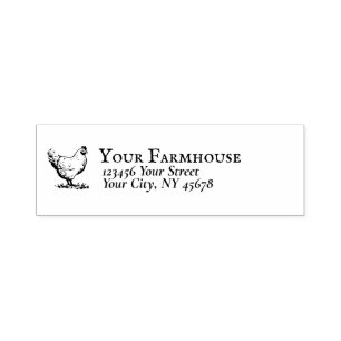 Farmhouse Hen Logo Return Address vintage Self-inking Stamp