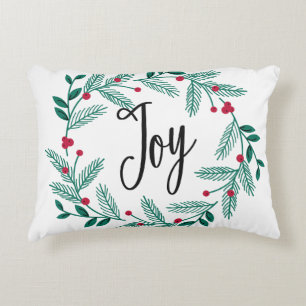 FARMHOUSE HOLIDAY WREATH HAND LETTERED ACCENT PILLOW