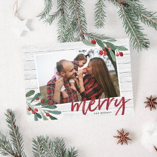 Farmhouse Holly Holiday Photo Card