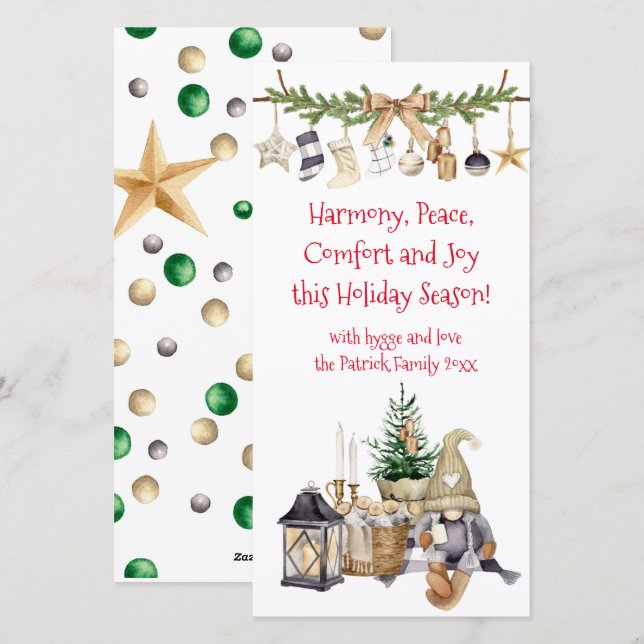 Farmhouse Hygge, Joy, Peace, Harmony Holiday Card (Front/Back)