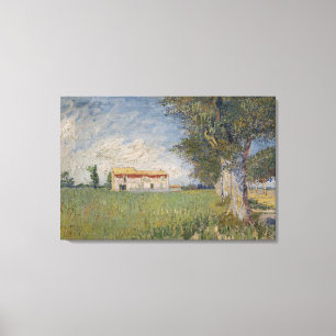 Farmhouse in a wheat field Canvas Print