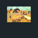 Farmhouse in Provence by Vincent van Gogh Canvas Print<br><div class="desc">Farmhouse in Provence by Vincent van Gogh is a vintage fine art post impressionism architectural painting featuring a landscape with a farmer in the meadows and a gate leading to a farm in the south of France. About the artist: Vincent Willem van Gogh was a Post Impressionist painter whose work...</div>