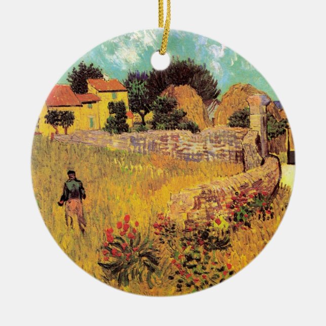 Farmhouse in Provence by Vincent van Gogh Ceramic Ornament (Front)