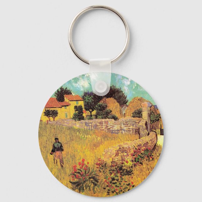 Farmhouse in Provence by Vincent van Gogh Keychain (Front)