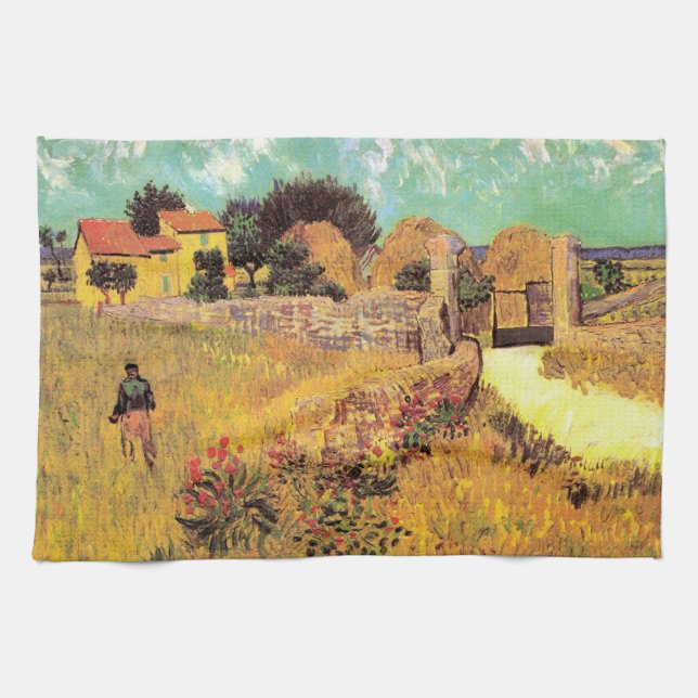 Farmhouse in Provence by Vincent van Gogh Kitchen Towel (Horizontal)