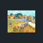 Farmhouse in Provence | Vincent van Gogh Canvas Print<br><div class="desc">Farmhouse in Provence (1888) by Dutch post-impressionist artist Vincent Van Gogh. Original artwork is an oil on canvas landscape painting in vibrant golden yellows and aqua blue shades.

Use the design tools to add custom text or personalize the image.</div>