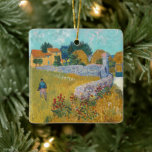 Farmhouse in Provence | Vincent van Gogh Ceramic Ornament<br><div class="desc">Farmhouse in Provence (1888) by Dutch post-impressionist artist Vincent Van Gogh. Original artwork is an oil on canvas landscape painting in vibrant golden yellows and aqua blue shades.

Use the design tools to add custom text or personalize the image.</div>