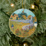 Farmhouse in Provence | Vincent van Gogh Ceramic Ornament<br><div class="desc">Farmhouse in Provence (1888) by Dutch post-impressionist artist Vincent Van Gogh. Original artwork is an oil on canvas landscape painting in vibrant golden yellows and aqua blue shades.

Use the design tools to add custom text or personalize the image.</div>