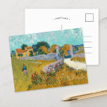 Farmhouse in Provence | Vincent van Gogh Postcard<br><div class="desc">Farmhouse in Provence (1888) by Dutch post-impressionist artist Vincent Van Gogh. Original artwork is an oil on canvas landscape painting in vibrant golden yellows and aqua blue shades.

Use the design tools to add custom text or personalize the image.</div>