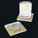 Farmhouse in Provence | Vincent van Gogh Stone Coaster<br><div class="desc">Farmhouse in Provence (1888) by Dutch post-impressionist artist Vincent Van Gogh. Original artwork is an oil on canvas landscape painting in vibrant golden yellows and aqua blue shades.

Use the design tools to add custom text or personalize the image.</div>