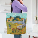Farmhouse in Provence | Vincent Van Gogh Tote Bag<br><div class="desc">Farmhouse in Provence (1888) by Dutch post-impressionist artist Vincent Van Gogh. Original artwork is an oil on canvas landscape painting in vibrant golden yellows and aqua blue shades.

Use the design tools to add custom text or personalize the image.</div>