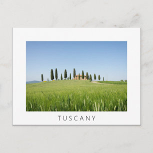 Farmhouse in Tuscany with cypresses white postcard