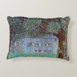 Farmhouse in Upper Austria by Gustav Klimt Decorative Pillow<br><div class="desc">Farmhouse in Upper Austria (1912) by Gustav Klimt is a vintage Victorian Era symbolism fine art painting. A nature scene with trees and a field of flowers with a barn on a farm. The large wooden structure has windows. About the artist: Gustav Klimt (1862-1918) was an Austrian Symbolist painter and...</div>