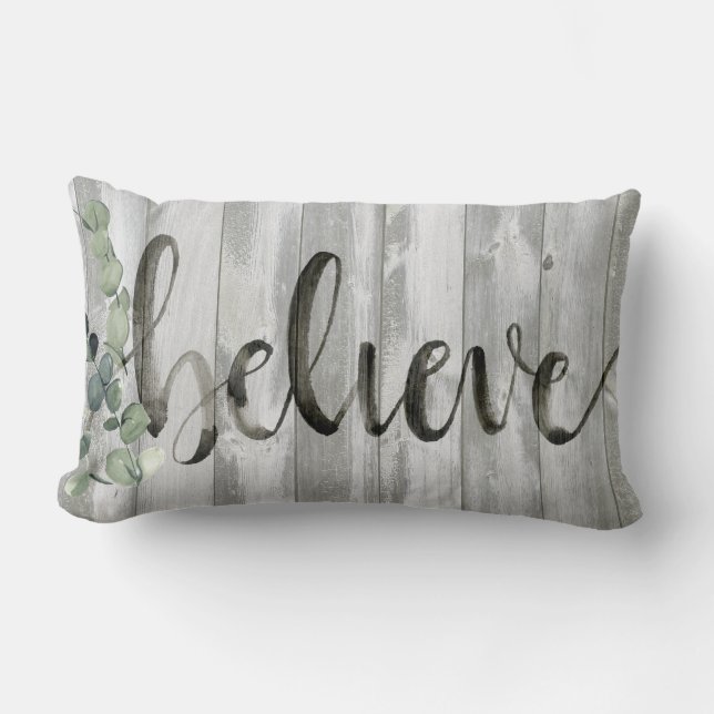 Farmhouse Inspiration - Believe Lumbar Pillow (Front)