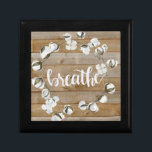 Farmhouse Inspiration - Breathe Gift Box<br><div class="desc">Farmhouse Inspiration II by Jennifer Paxton Parker. Features the word "Breathe" in cursive alongside a cotton wreath and wood plank background.</div>